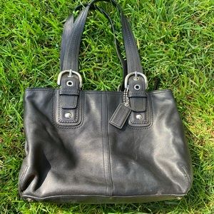 Coach leather black shoulder purse